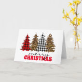 Luipaard Buffalo geruite kerstboom Zilver  Kaart (Gele Bloem)