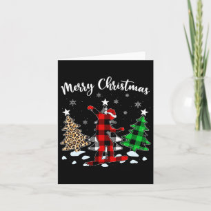 Luipaard Buffalo Plaid Sneeuwboardspeler Kerstmis Kaart