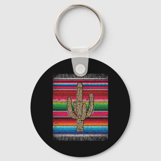 Luipaard Cactus Mexicaanse Serape Cinco De Mayo Vr Sleutelhanger (Voorkant)