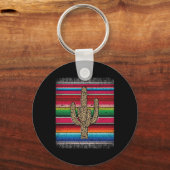 Luipaard Cactus Mexicaanse Serape Cinco De Mayo Vr Sleutelhanger (Voorkant)