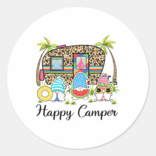 Luipaard Camping Rv Gnome Camper Gelukkig Zomer Ka Ronde Sticker