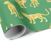 Luipaard Catwalk in Groen en Geel Cadeaupapier (Rol Hoek)