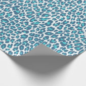 Luipaard, cheetah dierlijke drukturquoise, blauw cadeaupapier (Hoek)