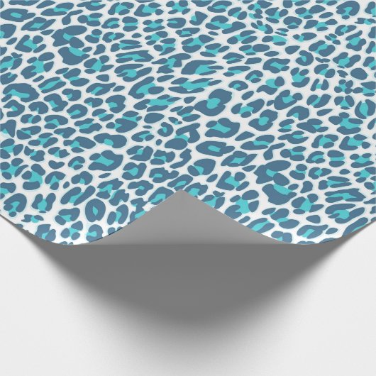 Luipaard, cheetah dierlijke drukturquoise, blauw cadeaupapier (Hoek)