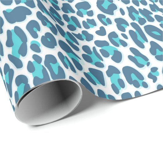 Luipaard, cheetah dierlijke drukturquoise, blauw cadeaupapier (Rol Hoek)