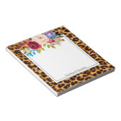 luipaard, cheetah, modern, trendy, floraal notitieblok (Schuin)