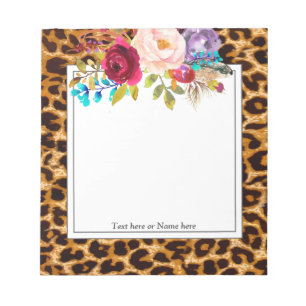 luipaard, cheetah, modern, trendy, floraal notitieblok