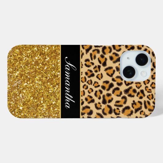 Luipaard cheetah patroon goud glitter Case-Mate iPhone case (Achterkant (horizontaal))