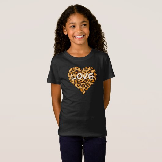 Luipaard cheetah patroon hart Liefde T-shirt (Voorkant volledig)