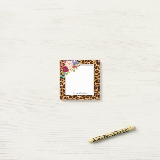 luipaard, cheetah trendy, floral, zoet, post-it® notes (Op bureau)