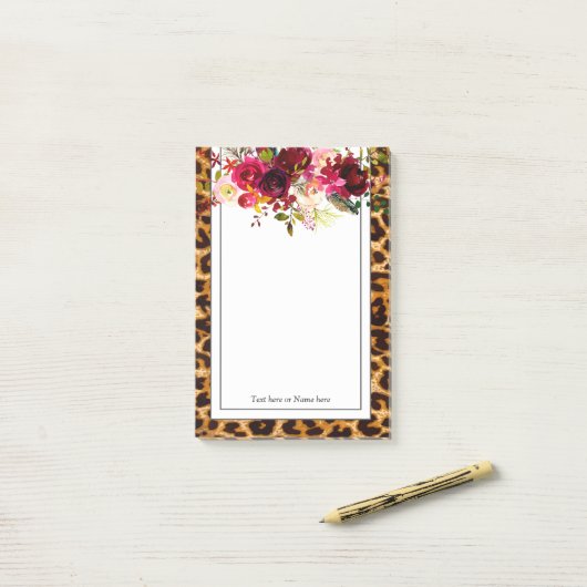luipaard, cheetah, trendy, floral, zoet, post-it® notes (Op bureau)