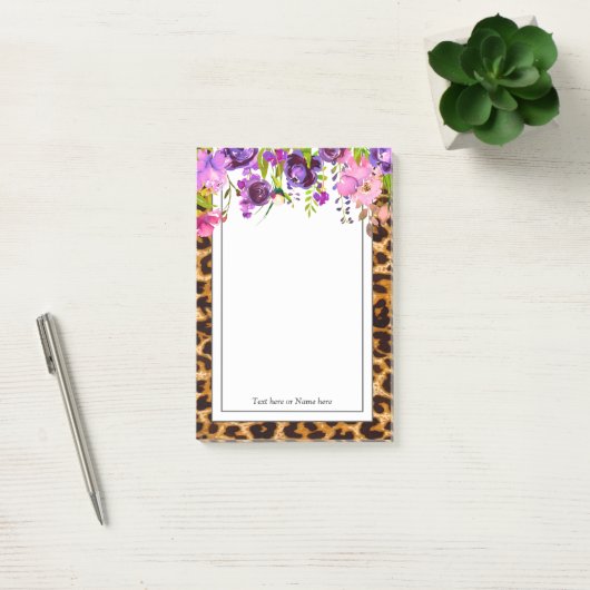 luipaard, cheetah, trendy, floral, zoet, post-it® notes (Kantoor)