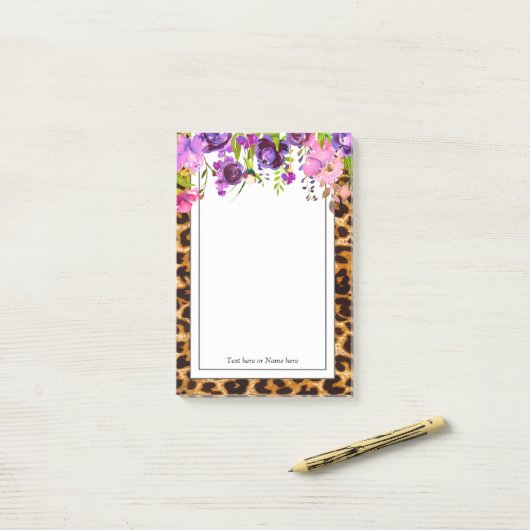 luipaard, cheetah, trendy, floral, zoet, post-it® notes (Op bureau)
