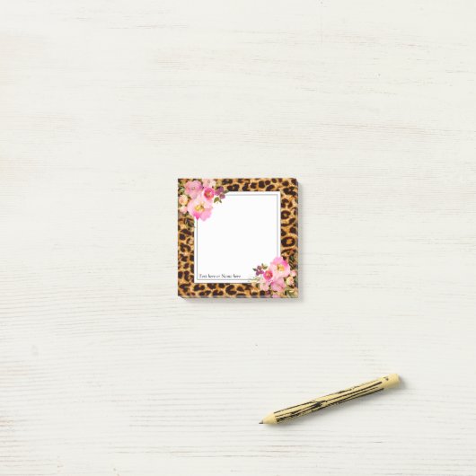 luipaard, cheetah trendy, floral, zoet, post-it® notes (Op bureau)