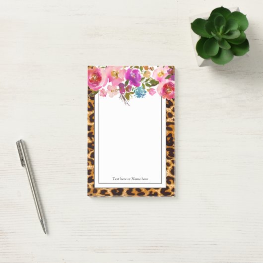 luipaard, cheetah, trendy, floral, zoet, post-it® notes (Kantoor)