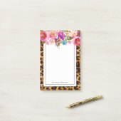 luipaard, cheetah, trendy, floral, zoet, post-it® notes (Op bureau)