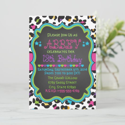 Luipaard / Cheetah Uitnodiging Verjaardag (Staand voorkant)