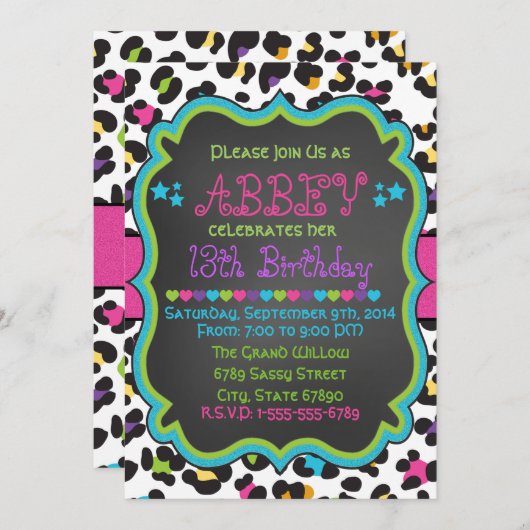 Luipaard / Cheetah Uitnodiging Verjaardag (Voorkant / Achterkant)