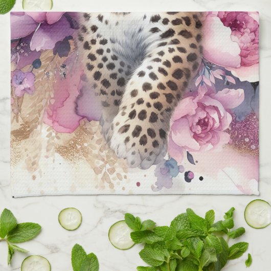 Luipaard Cub & Rozen Keukenhanddoek (Gevouwen)