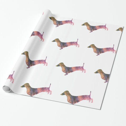 Luipaard dachshund cadeaupapier (Uitgerold)