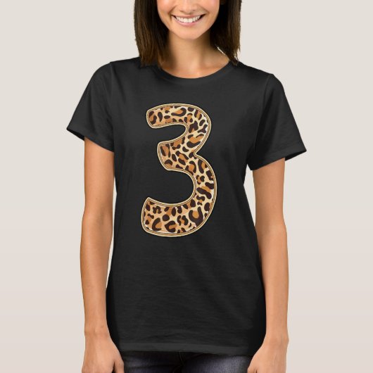 Luipaard derde 3e verjaardagsfeestje drie 3 jaar o t-shirt (Voorkant)