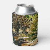 Luipaard die een stroomfoto doorkruist blikjeskoeler (Blikje Voorkant)