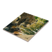 Luipaard die een stroomfoto doorkruist tegeltje (Zijkant)