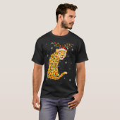 Luipaard Dier Kerstman Hoed Lelijk Kerstboom Licht T-shirt (Voorkant volledig)