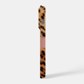 Luipaard Dier Roos Roze Lint Naam iPhone Hoesje (Linkerkant)