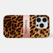 Luipaard Dier Roos Roze Lint Naam iPhone Hoesje (Achterkant horizontaal)