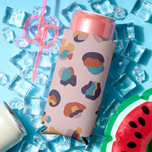Luipaard Dier Roze Modern Seltzer Blikjeskoeler (Insitu Zomer)