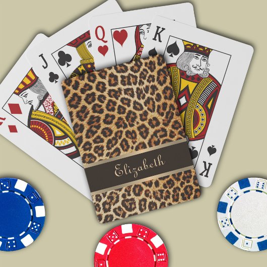 Luipaard Dierenprint Bruin & Goud Streep Glamour Pokerkaarten