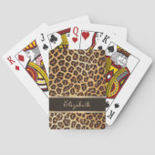Luipaard Dierenprint Bruin & Goud Streep Glamour Pokerkaarten (Achterkant)