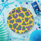 Luipaard dierenprint in paarse, groene en gele papieren bordje (Feest)