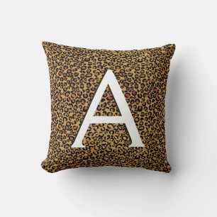 Luipaard Dierenprint met monogram Initiaal Kussen