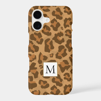 Luipaard dierenprint, monogram in bruine tinten