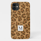 Luipaard dierenprint, monogram in bruine tinten Case-Mate iPhone case (Achterkant)