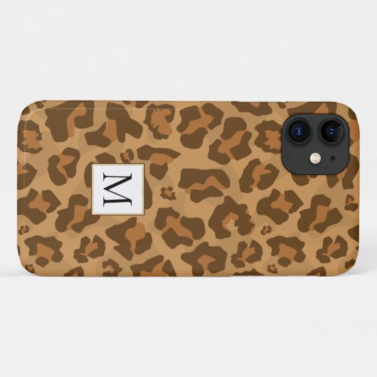 Luipaard dierenprint, monogram in bruine tinten Case-Mate iPhone case (Achterkant (horizontaal))