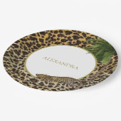 Luipaard Dierpatroon Elegante Palm Feest Papieren Bordje (Gekanteld)