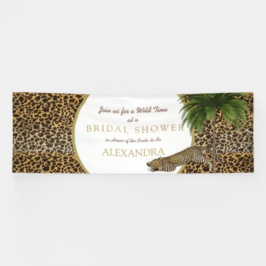 Luipaard Dierpatroon Elegante Palm Feest Spandoek (Horizontaal)
