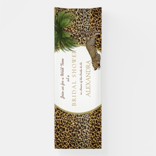 Luipaard Dierpatroon Elegante Palm Feest Spandoek (Verticaal)