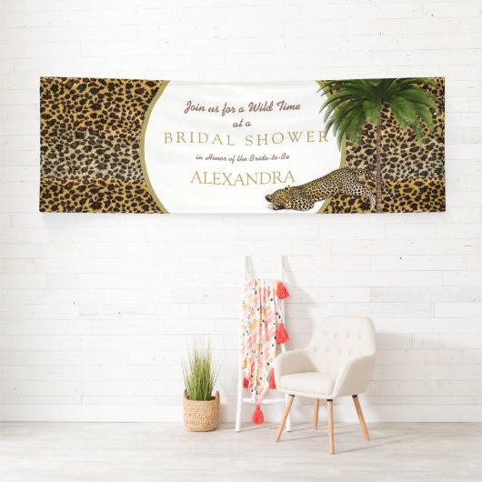 Luipaard Dierpatroon Elegante Palm Feest Spandoek (Insitu)