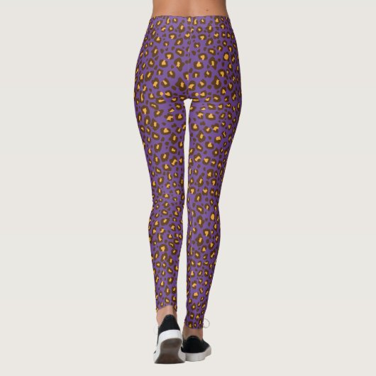 Luipaard dierpatroon geel bruin paarse leggings (Achterkant)