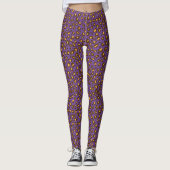 Luipaard dierpatroon geel bruin paarse leggings (Voorkant)