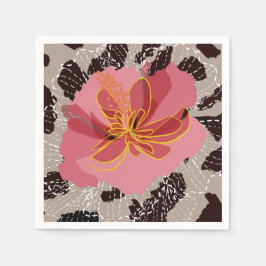 Luipaard Dierprint Bloemen Servet