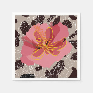 Luipaard Dierprint Bloemen Servet
