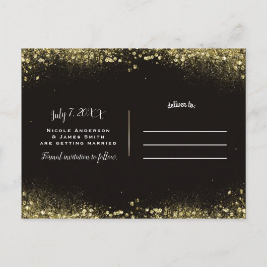 Luipaard Dierprint Goud Save the Date Aankondigingskaart (Achterkant)