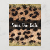 Luipaard Dierprint Goud Save the Date Aankondigingskaart (Voorkant)