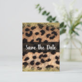 Luipaard Dierprint Goud Save the Date Aankondigingskaart (Staand voorkant)