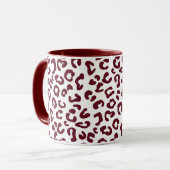 Luipaard Dierprint in Maroon en Wit Mok (Voorkant links)